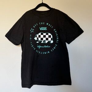 Vans Teal Black White Checker Bear Graphic